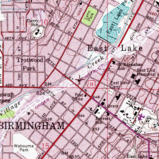 Topographic Map of East Lake Church of the Christian, AL