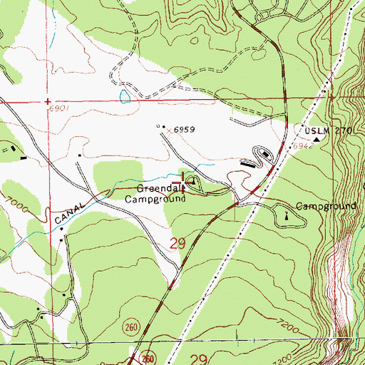 Topographic Map of Greendale Campground, UT