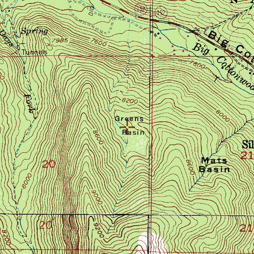 Topographic Map of Greens Basin, UT