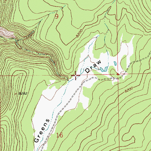 Topographic Map of Greens Draw, UT
