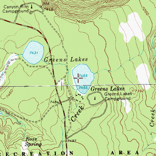 Topographic Map of Greens Lakes, UT