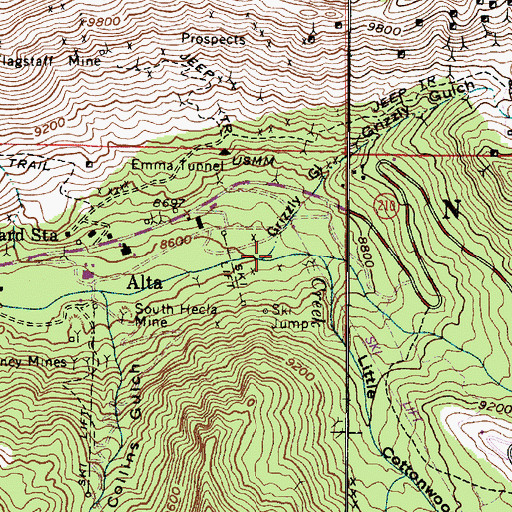 Topographic Map of Grizzly Gulch, UT