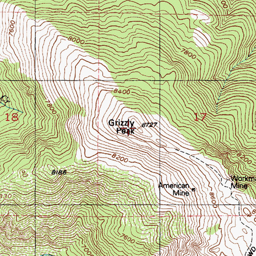 Topographic Map of Grizzly Peak, UT