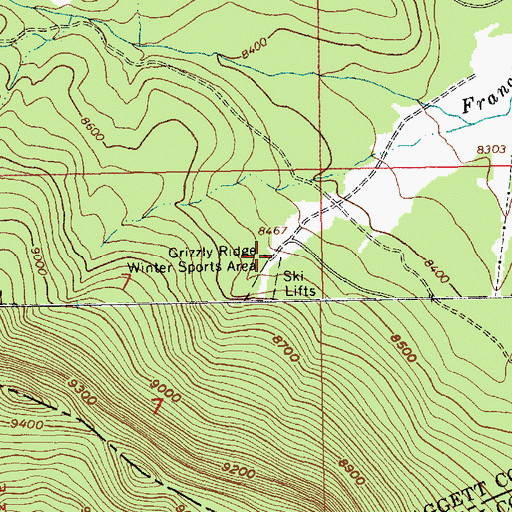 Topographic Map of Grizzly Ridge Winter Sports Area, UT