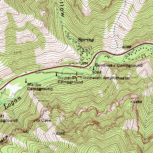 Topographic Map of Guinavah Amphitheater, UT