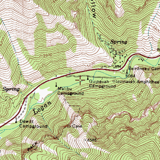 Topographic Map of Guinavah Campground, UT