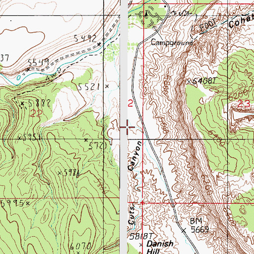 Topographic Map of Cuts Canyon, UT