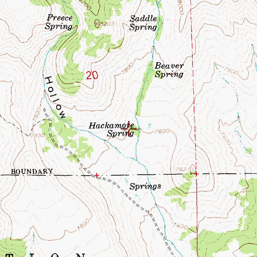 Topographic Map of Hackamore Spring, UT
