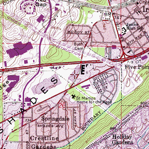 Topographic Map of Eastwood Shopping Plaza, AL