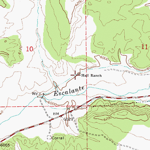 Topographic Map of Hall Ranch, UT