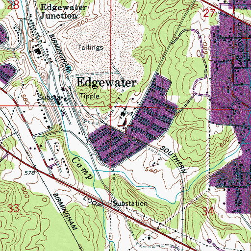 Topographic Map of Edgewater Church, AL