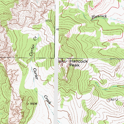 Topographic Map of Hancock Peak, UT