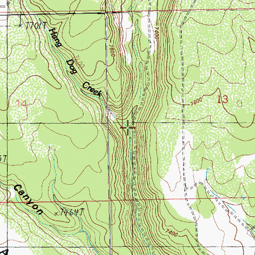 Topographic Map of Hang Dog Creek, UT