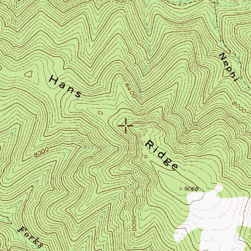 Topographic Map of Hans Ridge, UT