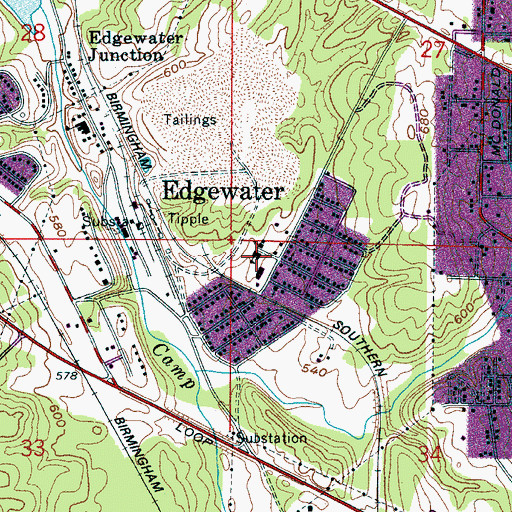 Topographic Map of Edgewater Junior High School, AL