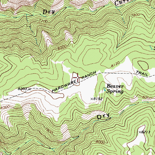 Topographic Map of Hardware Ranch Trail, UT