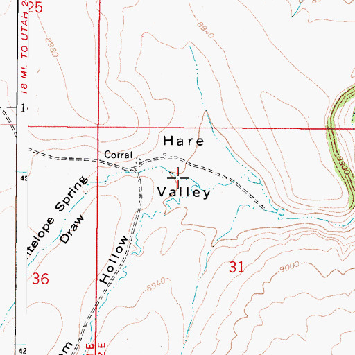 Topographic Map of Hare Valley, UT