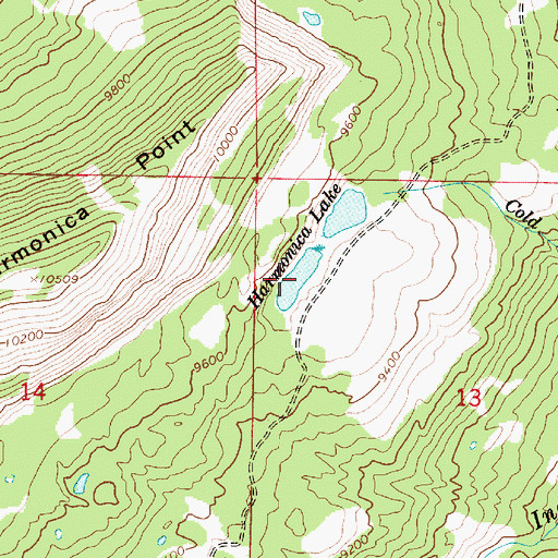 Topographic Map of Harmonica Lake, UT