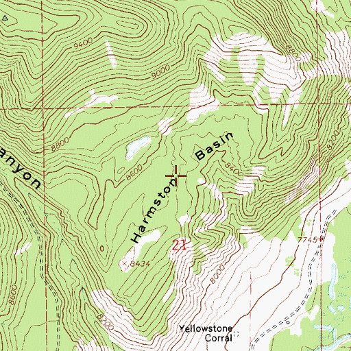 Topographic Map of Harmston Basin, UT