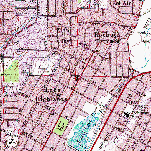 Topographic Map of Eightyfifth Street Baptist Church, AL