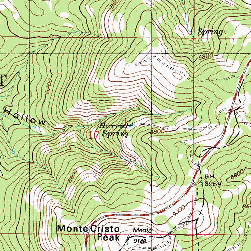 Topographic Map of Harriet Spring, UT