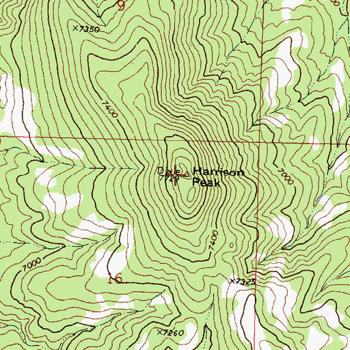 Topographic Map of Harrison Peak, UT