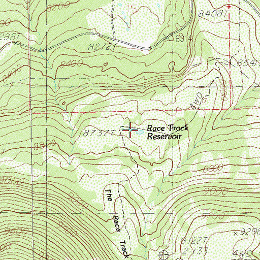 Topographic Map of Race Track Reservoir, UT