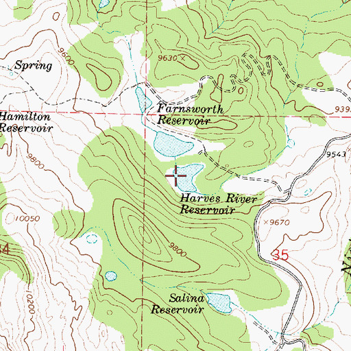 Topographic Map of Harves River Reservoir, UT