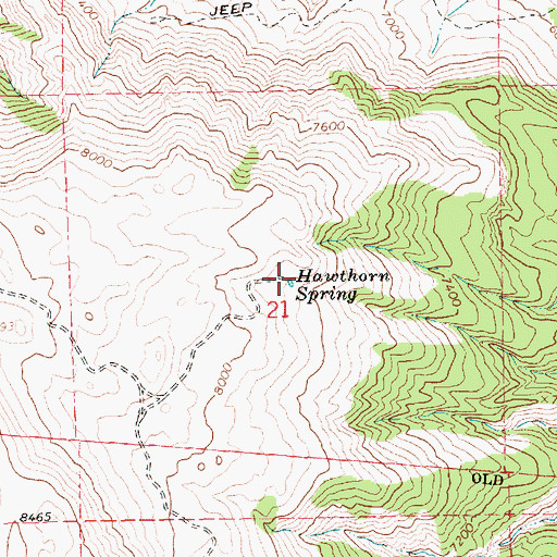 Topographic Map of Hawthorn Spring, UT