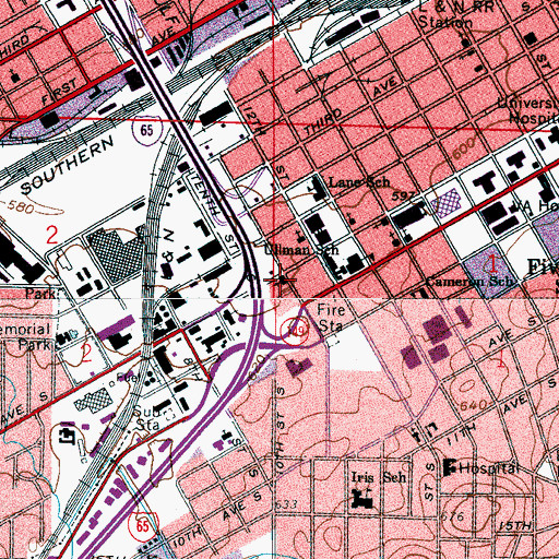 Topographic Map of Eleventh Street Christian Church, AL