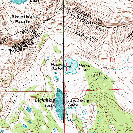 Topographic Map of Helen Lake, UT