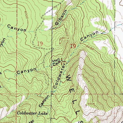 Topographic Map of Hell Canyon, UT