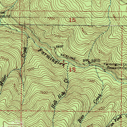Topographic Map of Hell Hole Creek, UT