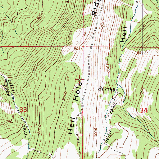 Topographic Map of Hell Hole Ridge, UT