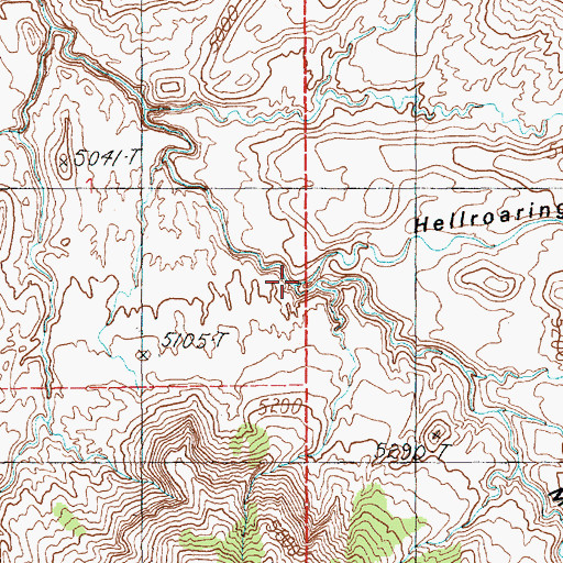 Topographic Map of Hellroaring Canyon, UT