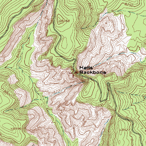 Topographic Map of Hells Backbone, UT
