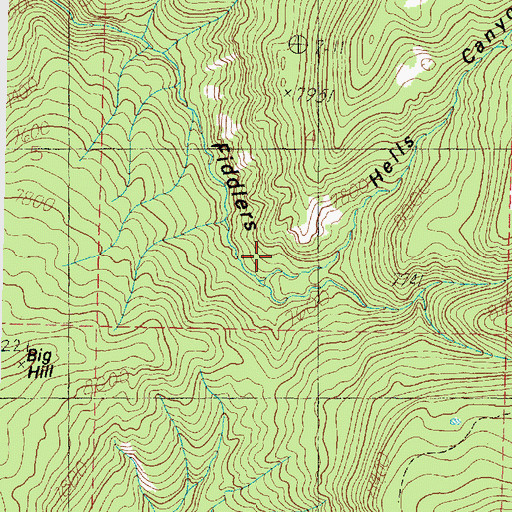 Topographic Map of Hells Canyon, UT