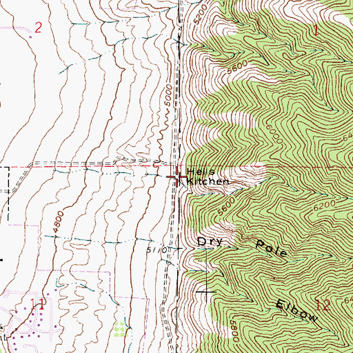 Topographic Map of Hells Kitchen, UT