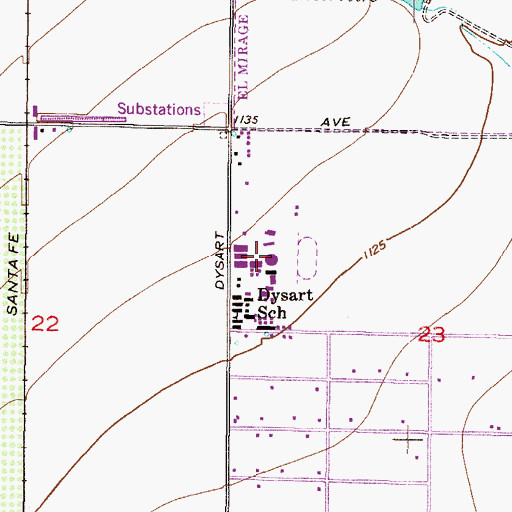 Topographic Map of Dysart High School, AZ