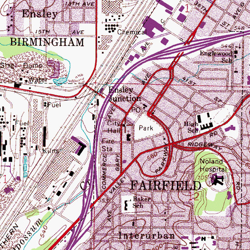 Topographic Map of Fairfield City Hall, AL