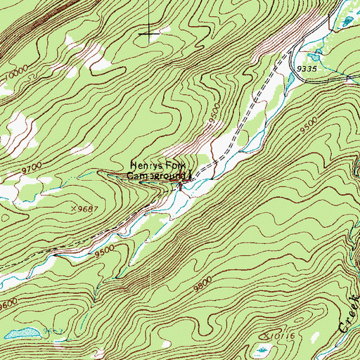 Topographic Map of Henrys Fork Campground, UT