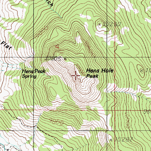 Topographic Map of Hens Hole Peak, UT