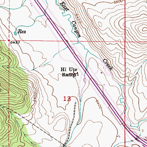 Topographic Map of Hi Ute Ranch, UT