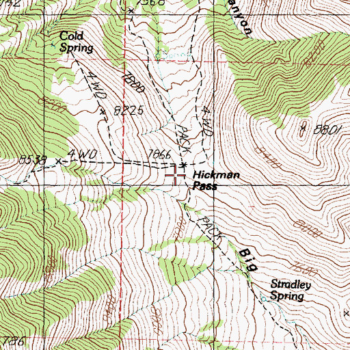 Topographic Map of Hickman Pass, UT