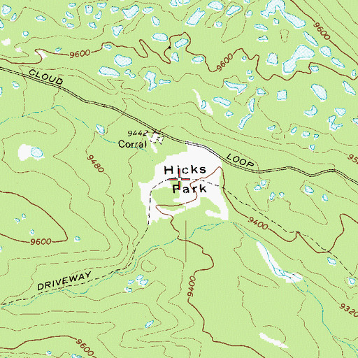 Topographic Map of Hicks Park, UT