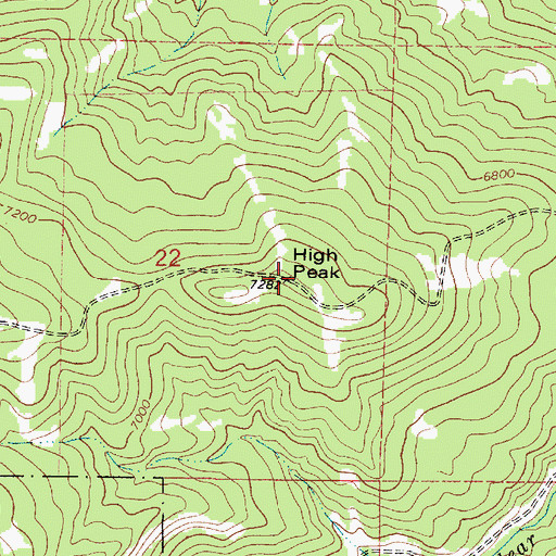 Topographic Map of High Peak, UT