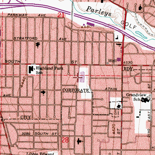 Topographic Map of Highland Park Elementary School, UT