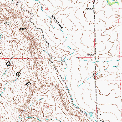 Topographic Map of Highline Canal, UT