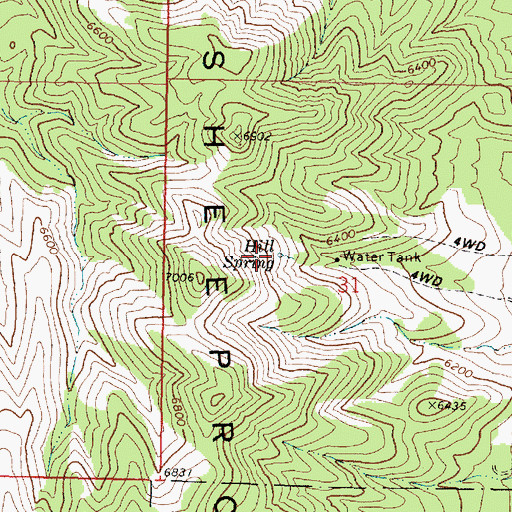 Topographic Map of Hill Spring, UT