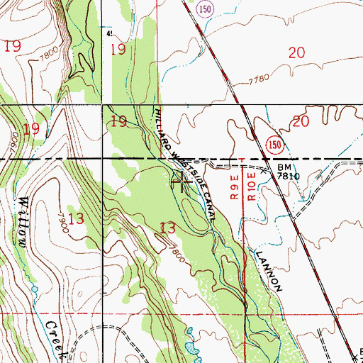 Topographic Map of Hilliard Westside Canal, UT